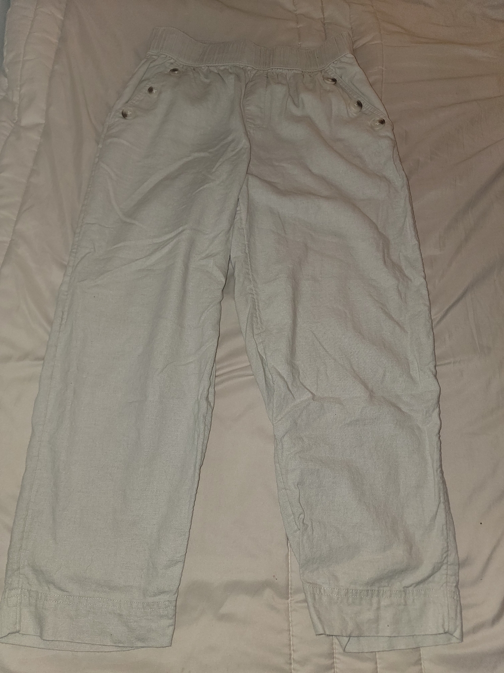 LOFT Straight-Leg White Linen-Blend Jeans